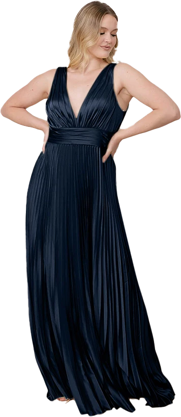 Celine Satin Pleated Dress | Made To Order - Image 145