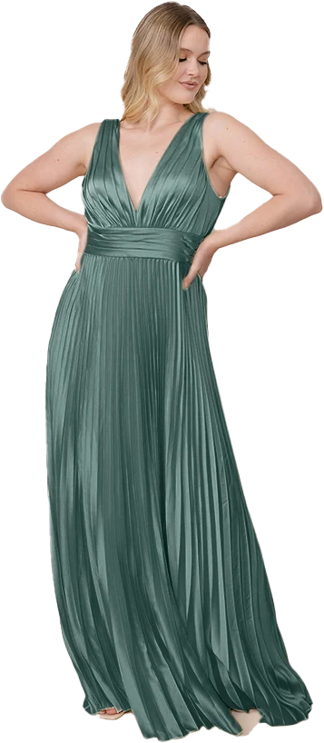Celine Satin Pleated Dress | Made To Order - Image 147