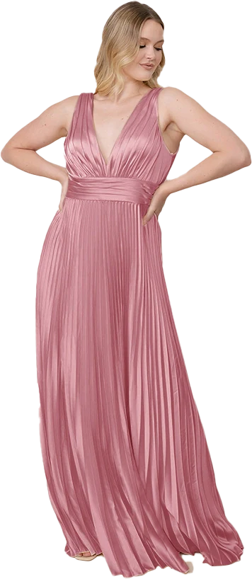 Celine Satin Pleated Dress | Made To Order - Image 148