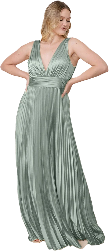 Celine Satin Pleated Dress | Made To Order - Image 150