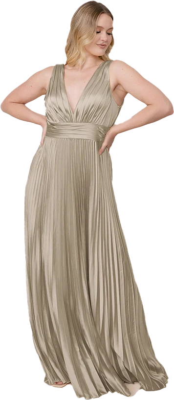 Celine Satin Pleated Dress | Made To Order - Image 151