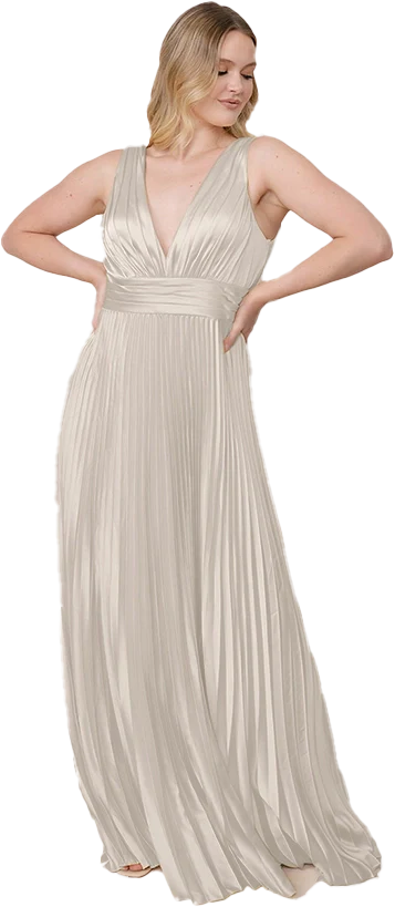 Celine Satin Pleated Dress | Made To Order - Image 153