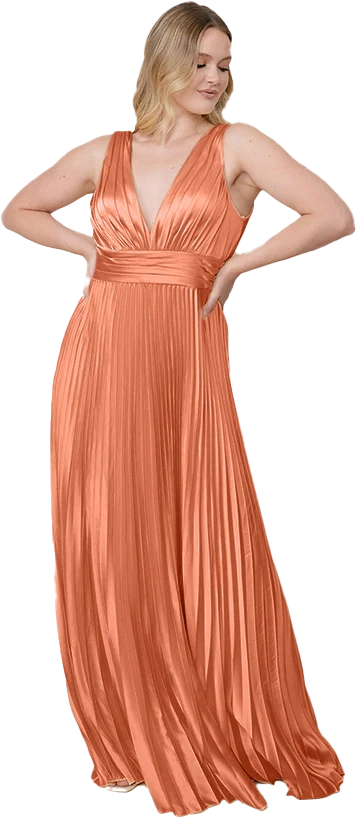 Celine Satin Pleated Dress | Made To Order - Image 154