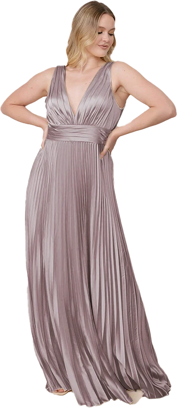 Celine Satin Pleated Dress | Made To Order - Image 155