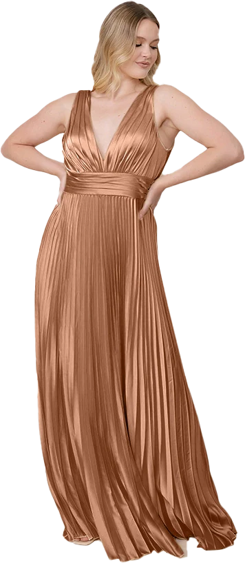 Celine Satin Pleated Dress | Made To Order - Image 157