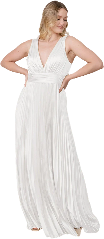 Celine Satin Pleated Dress | Made To Order - Image 158