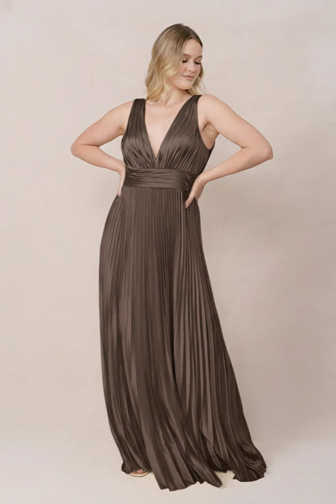 Celine Satin Pleated Dress | Made To Order - Image 163