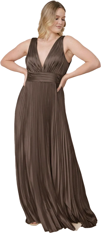 Celine Satin Pleated Dress | Made To Order - Image 167