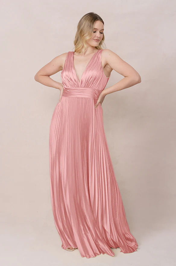 Celine Satin Pleated Dress | Made To Order - Image 17