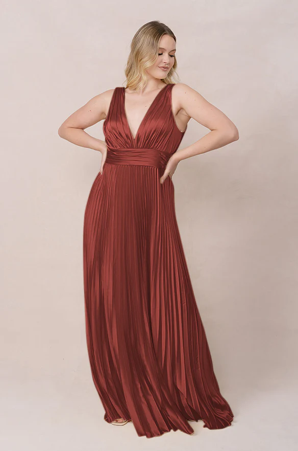 Celine Satin Pleated Dress | Made To Order - Image 21