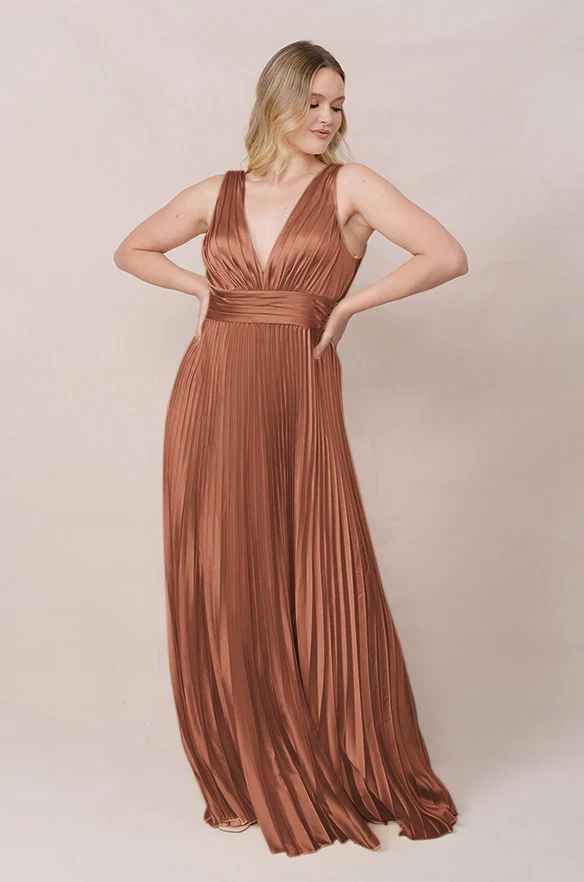Celine Satin Pleated Dress | Made To Order - Image 25