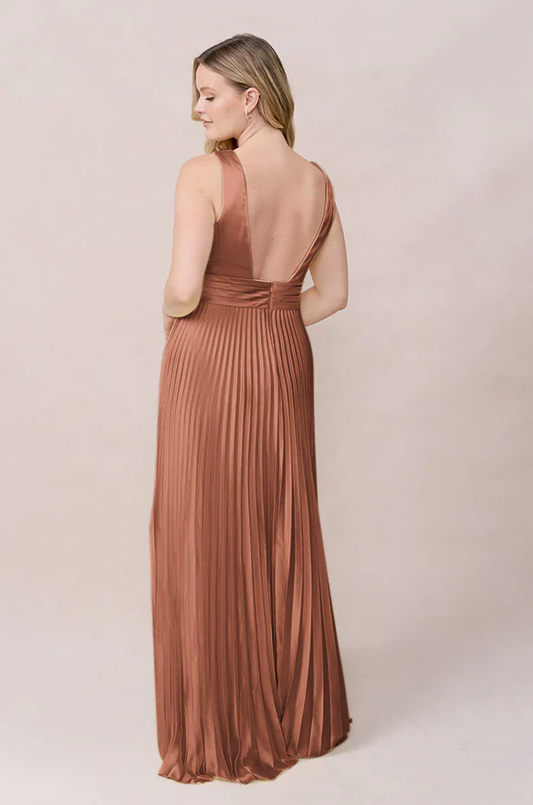 Celine Satin Pleated Dress | Made To Order - Image 26