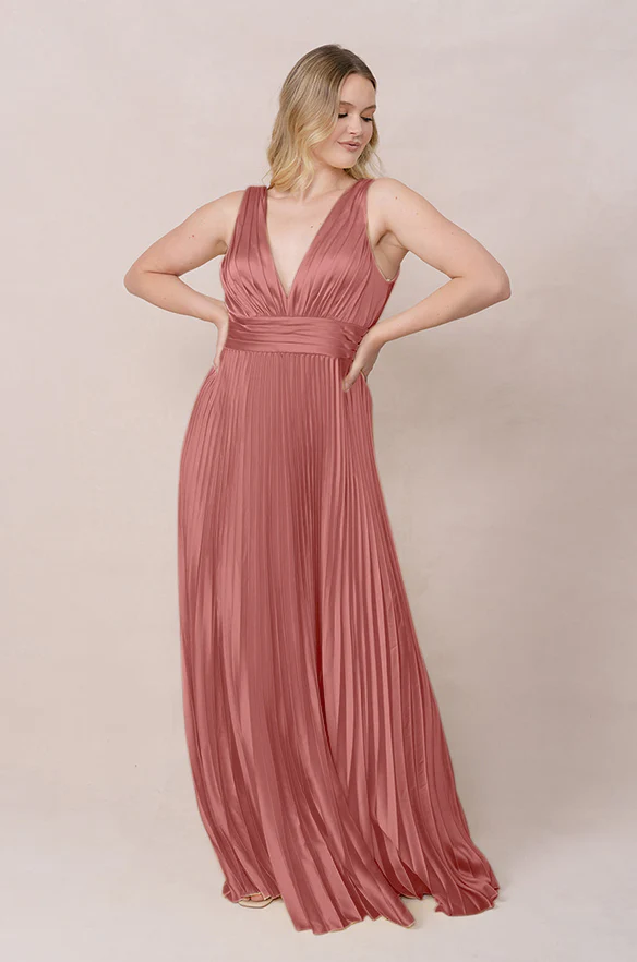 Celine Satin Pleated Dress | Made To Order - Image 29