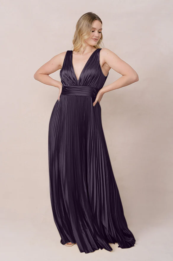 Celine Satin Pleated Dress | Made To Order - Image 33
