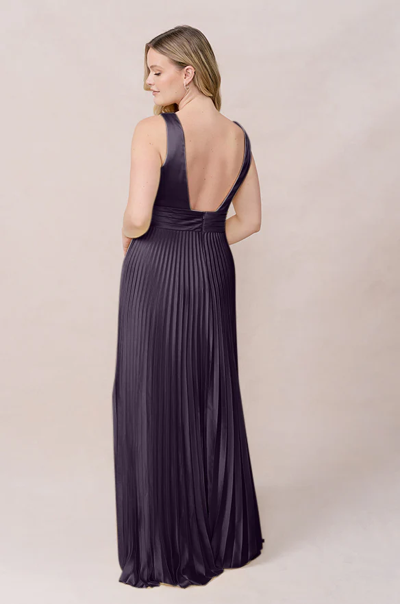 Celine Satin Pleated Dress | Made To Order - Image 34