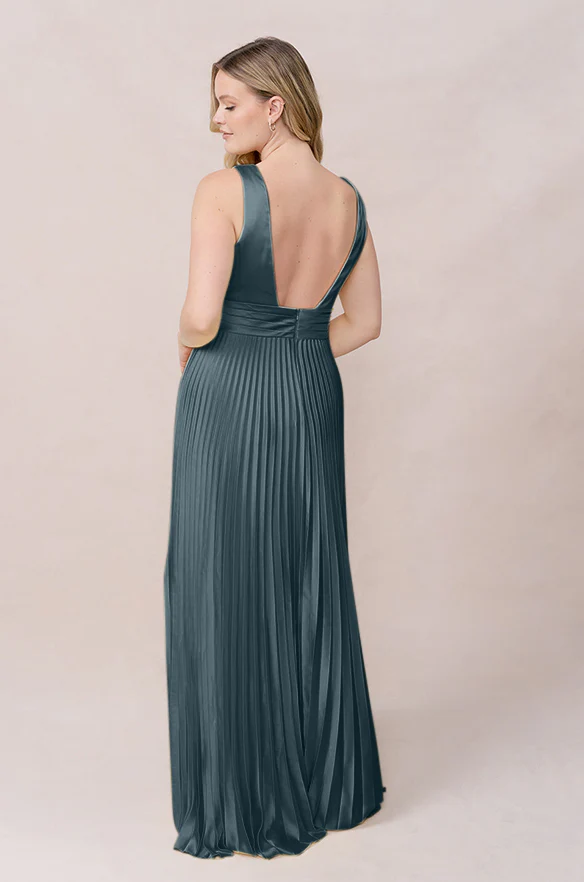 Celine Satin Pleated Dress | Made To Order - Image 38