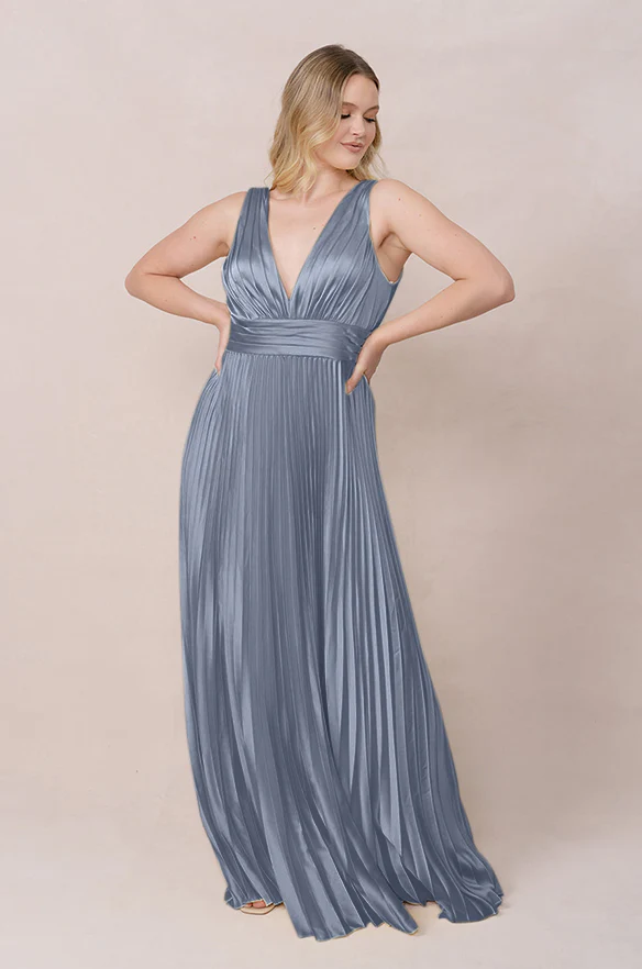 Celine Satin Pleated Dress | Made To Order - Image 39