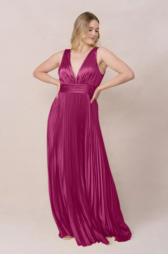 Celine Satin Pleated Dress | Made To Order - Image 41