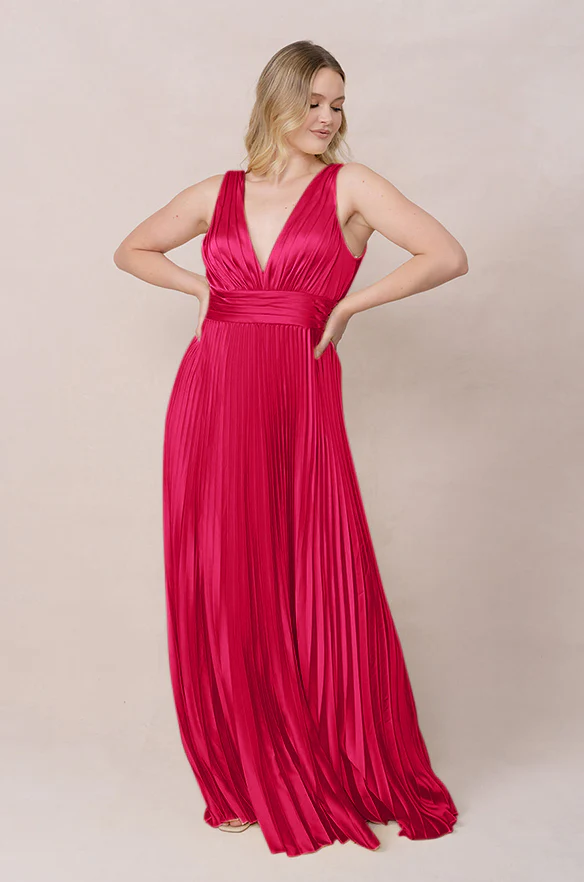 Celine Satin Pleated Dress | Made To Order - Image 45