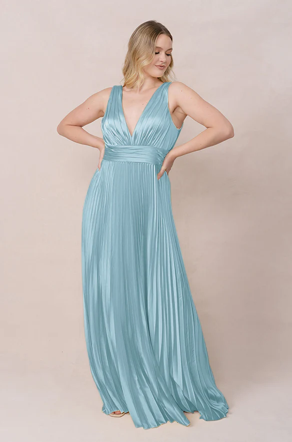 Celine Satin Pleated Dress | Made To Order - Image 49