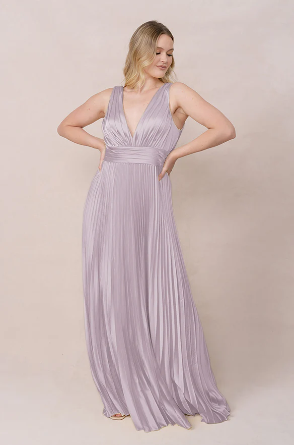 Celine Satin Pleated Dress | Made To Order - Image 53