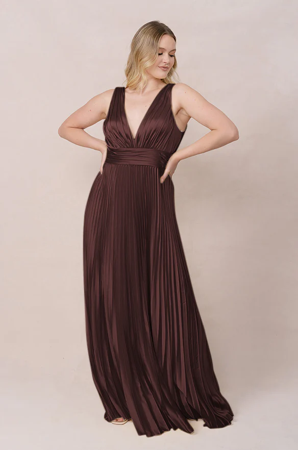 Celine Satin Pleated Dress | Made To Order - Image 55