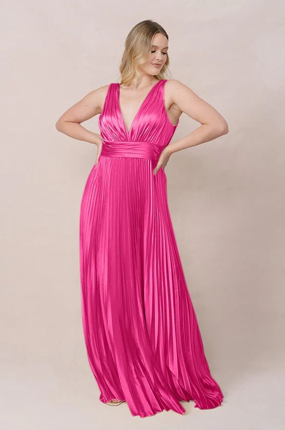 Celine Satin Pleated Dress | Made To Order - Image 57