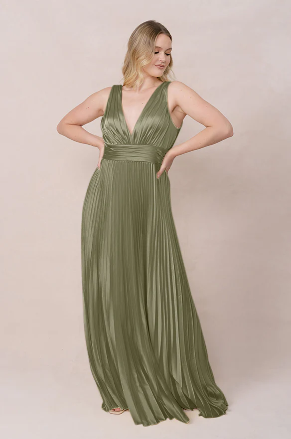 Celine Satin Pleated Dress | Made To Order - Image 61