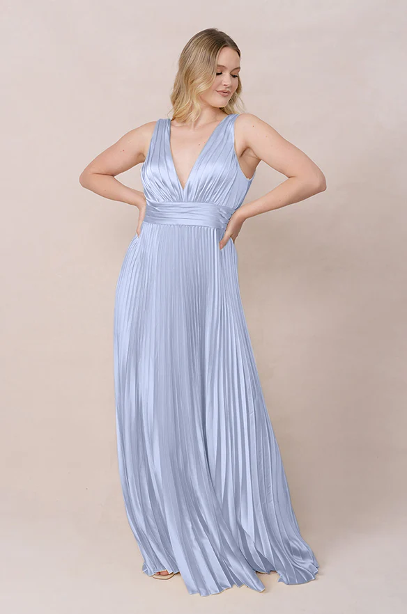 Celine Satin Pleated Dress | Made To Order - Image 69