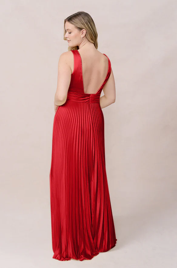 Celine Satin Pleated Dress | Made To Order - Image 72