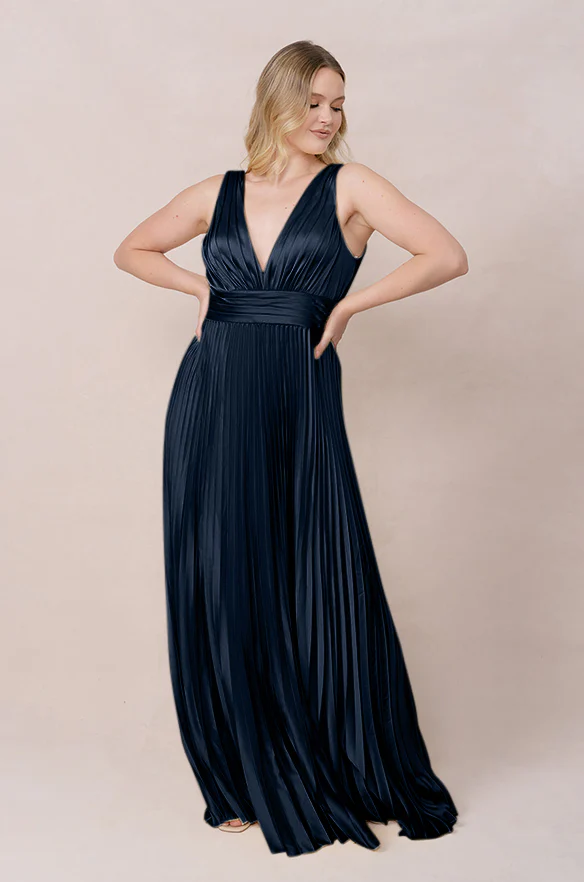Celine Satin Pleated Dress | Made To Order - Image 73
