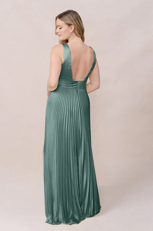 Celine Satin Pleated Dress | Made To Order - Image 78