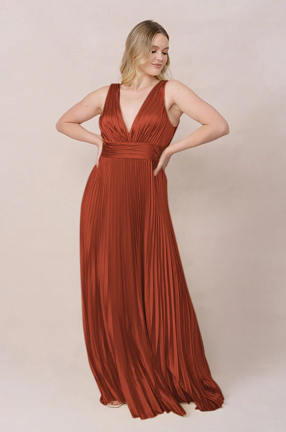 Celine Satin Pleated Dress | Made To Order - Image 81
