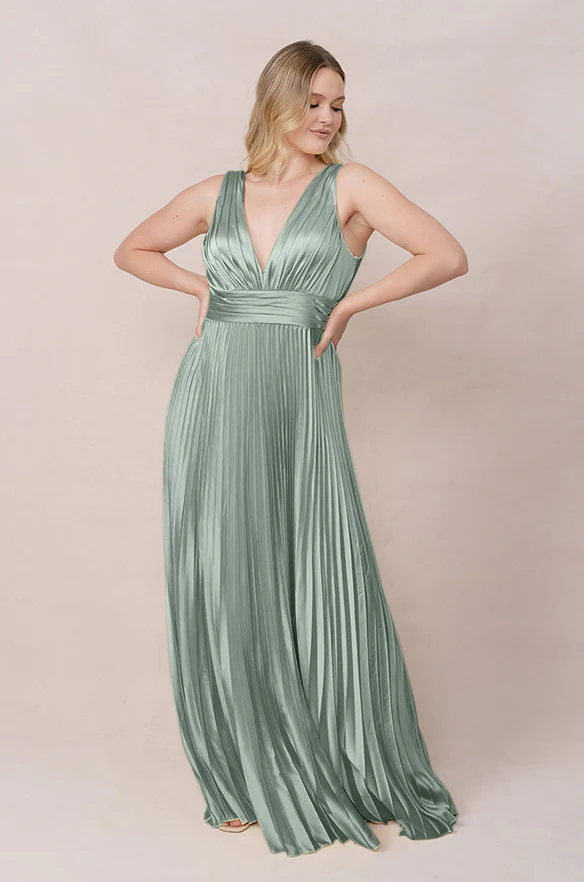 Celine Satin Pleated Dress | Made To Order - Image 83