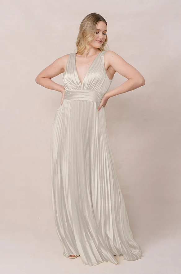 Celine Satin Pleated Dress | Made To Order - Image 87