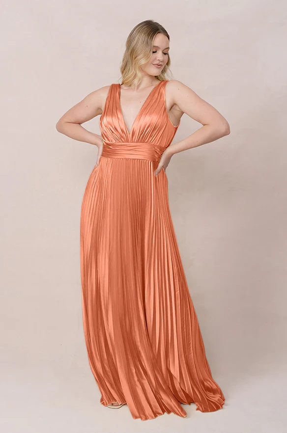 Celine Satin Pleated Dress | Made To Order - Image 89