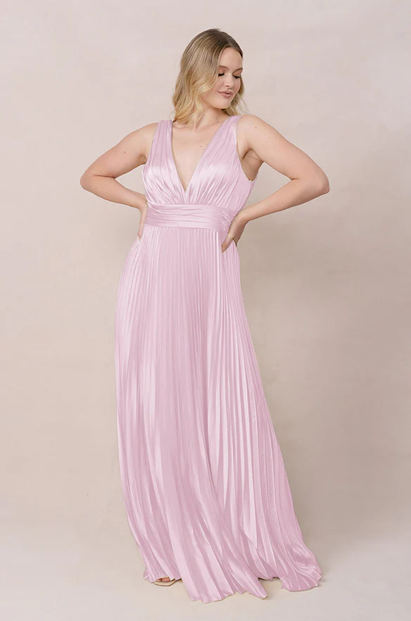 Celine Satin Pleated Dress | Made To Order - Image 9