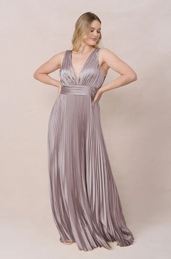 Celine Satin Pleated Dress | Made To Order - Image 91