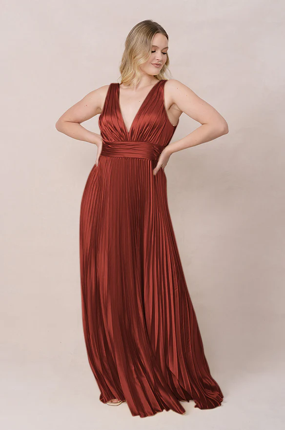 Celine Satin Pleated Dress | Made To Order - Image 93