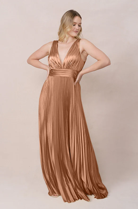 Celine Satin Pleated Dress | Made To Order - Image 95