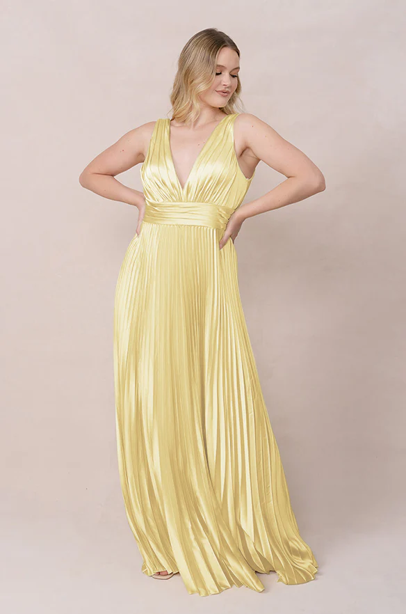 Celine Satin Pleated Dress | Made To Order - Image 97