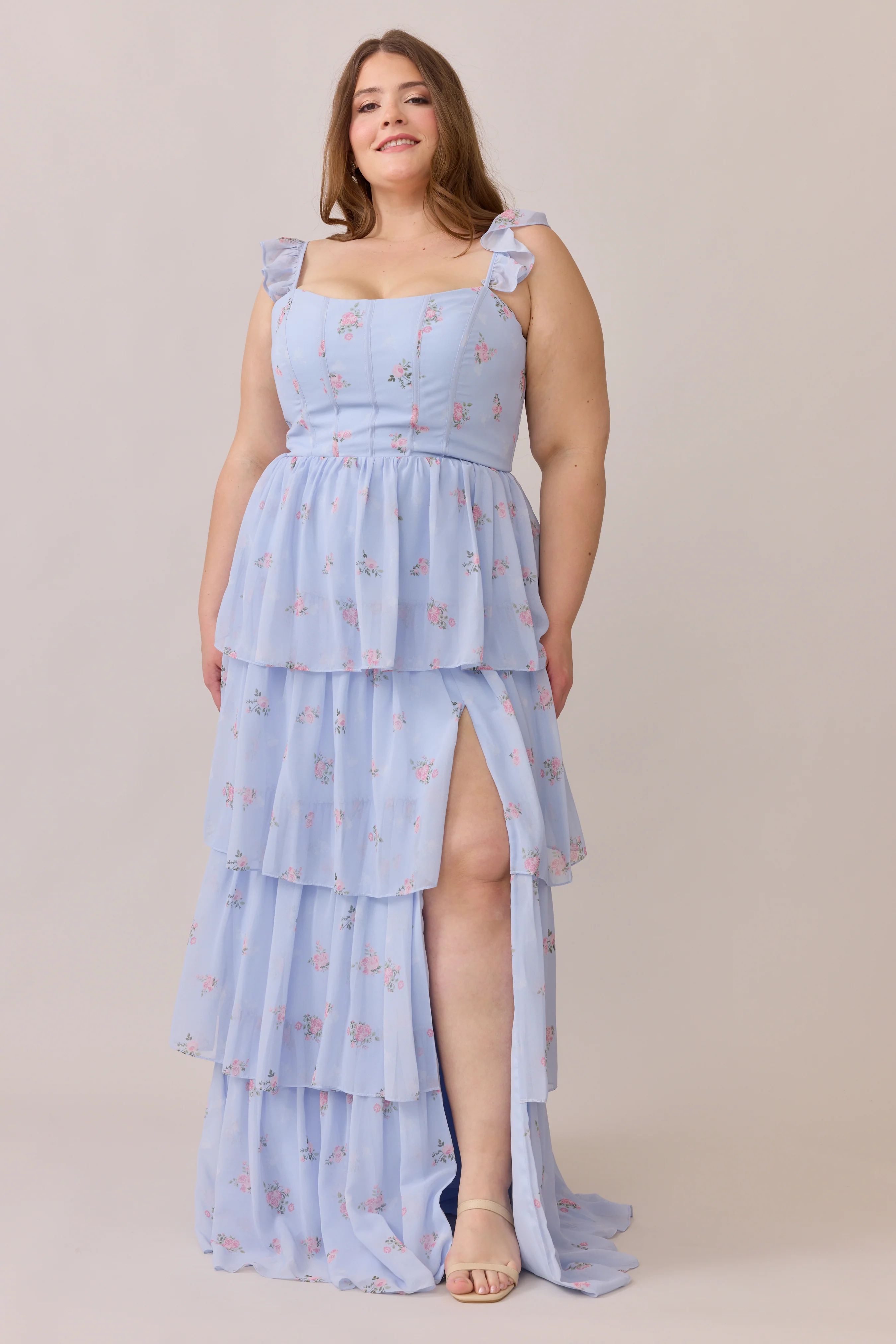 Chiffon Floral Print Mega Swatch | Ready To Ship | Periwinkle Petit Rose - Image 2