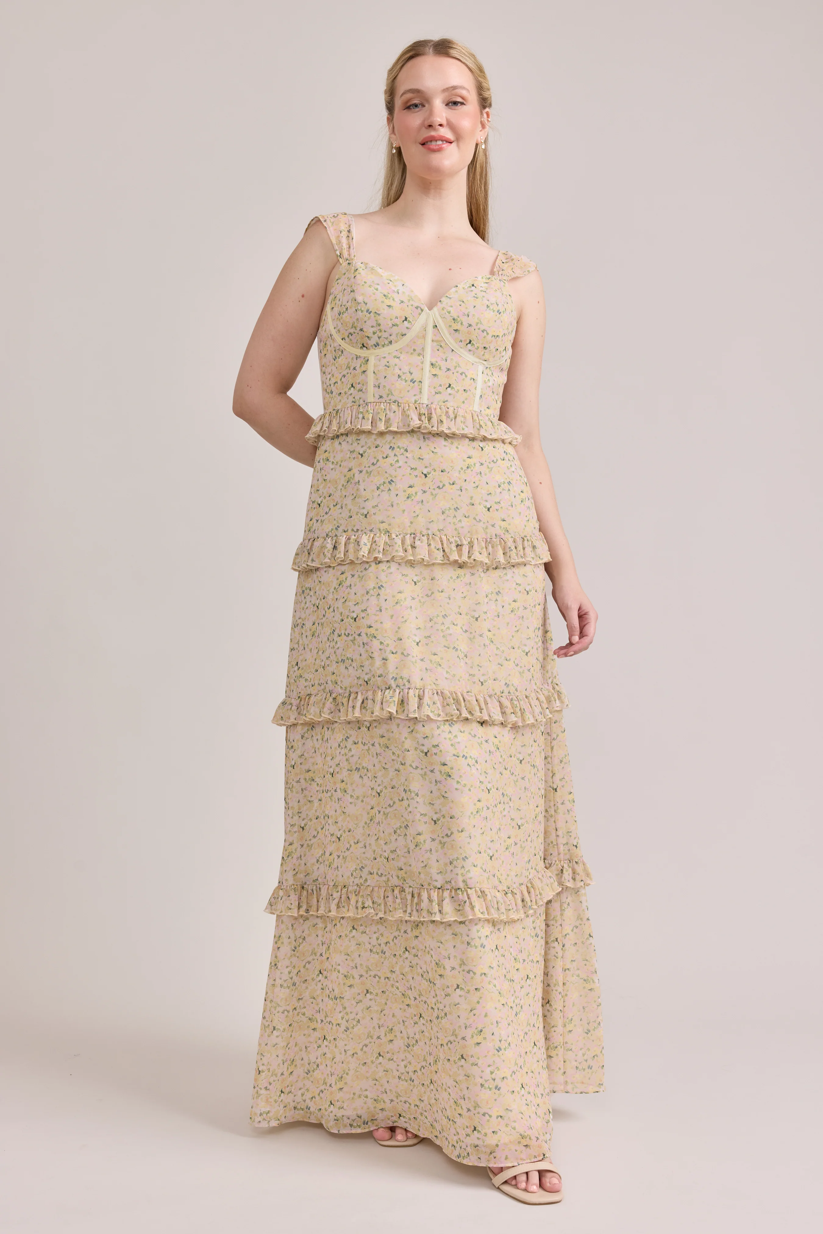 Chiffon Floral Print Mega Swatch | Ready To Ship | Yellow Posey - Image 2