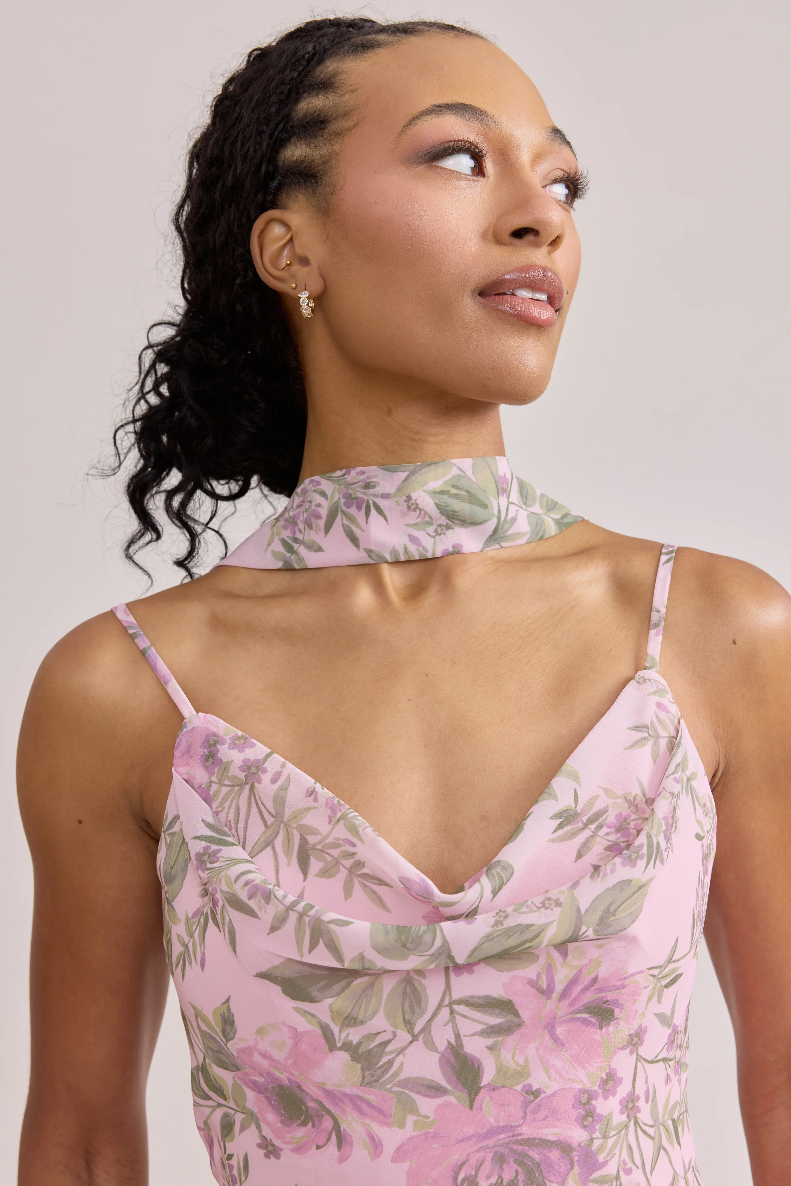 Chiffon Floral Print Skinny Scarf | Made To Order - Image 26