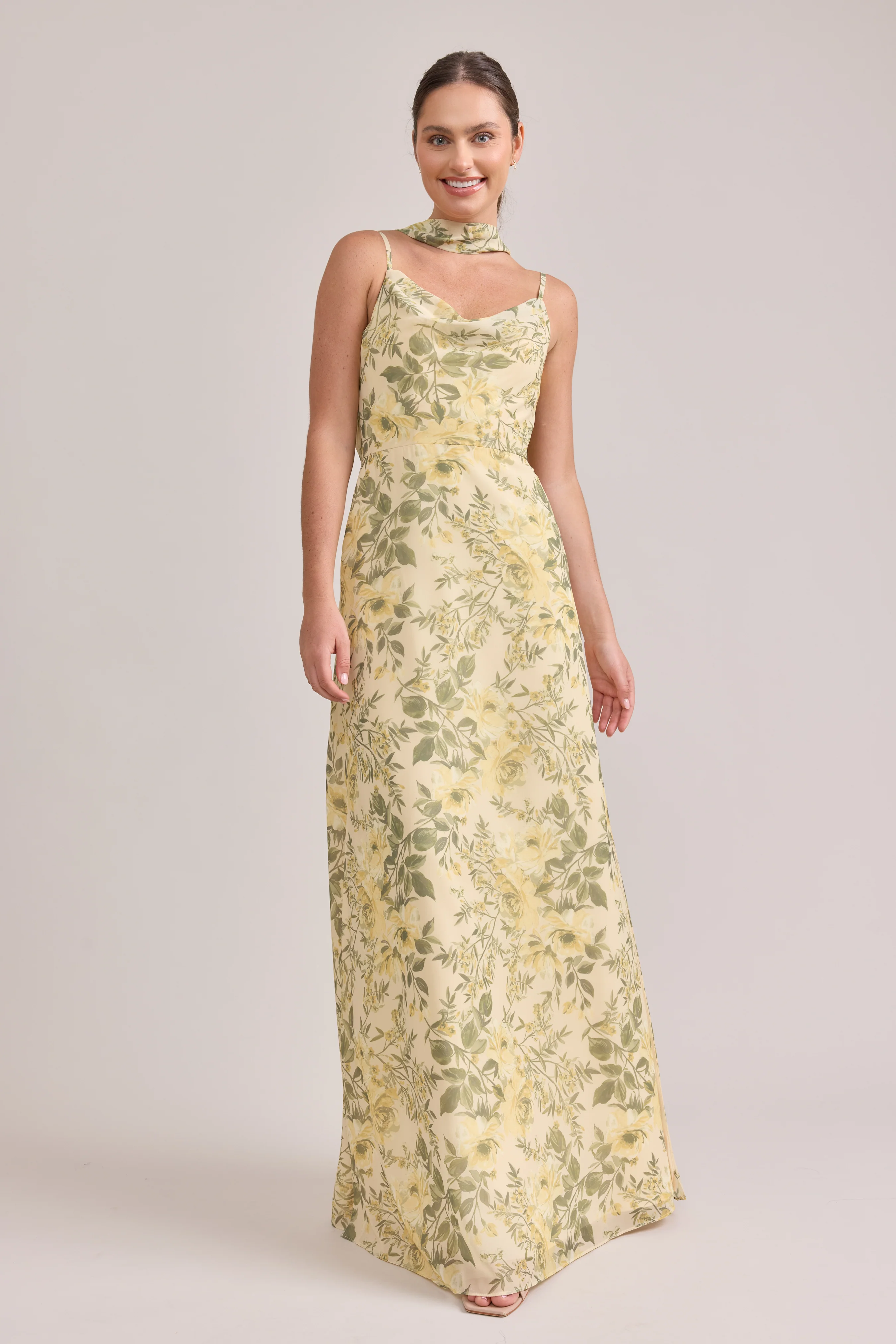 Chiffon Floral Print Skinny Scarf | Made To Order - Image 3