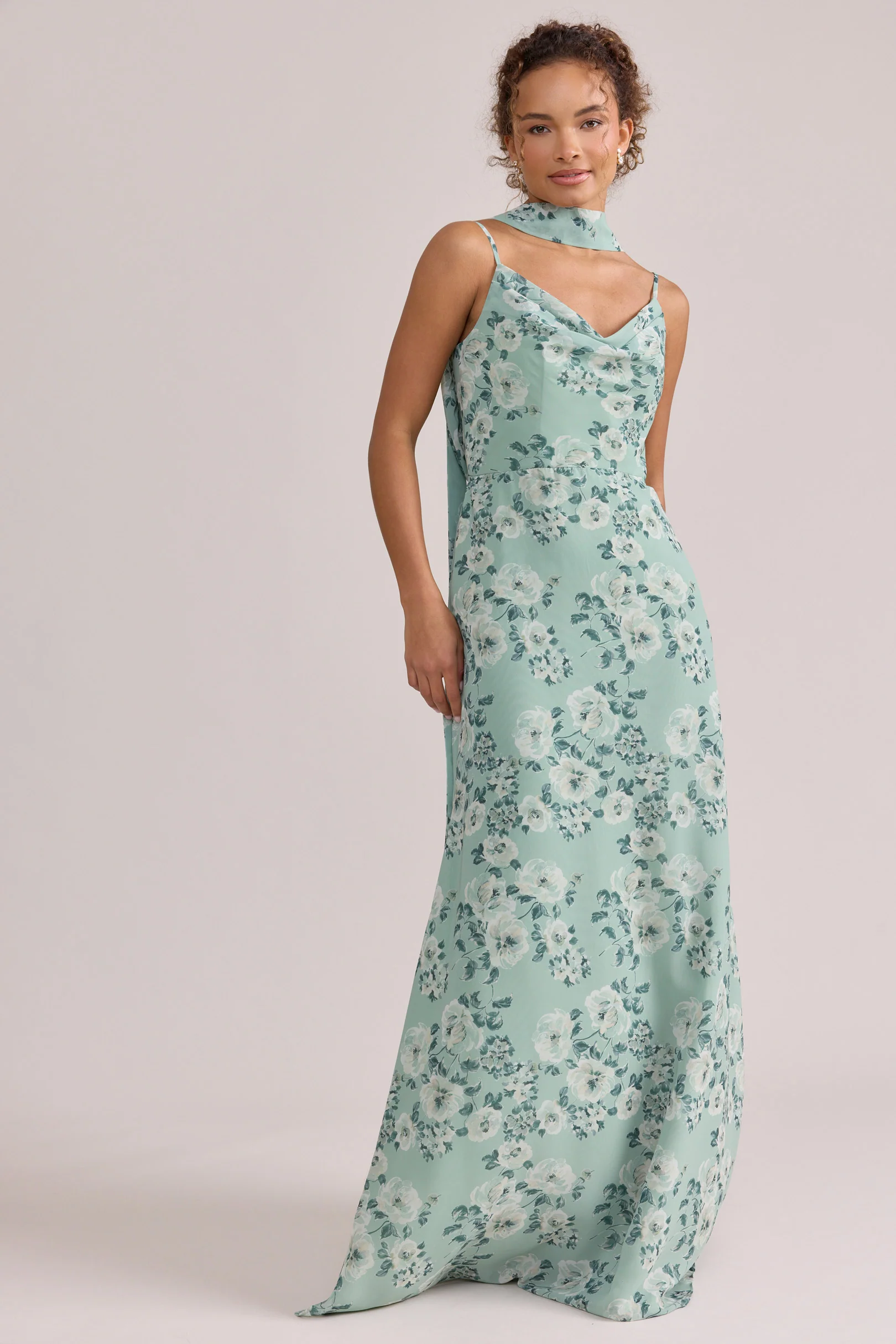 Chiffon Floral Print Skinny Scarf | Made To Order - Image 45