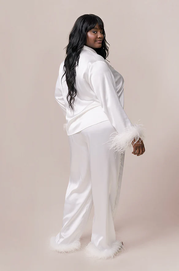 Daybreak Long Sleeve Satin + Feathers Top | Made To Order - Image 4