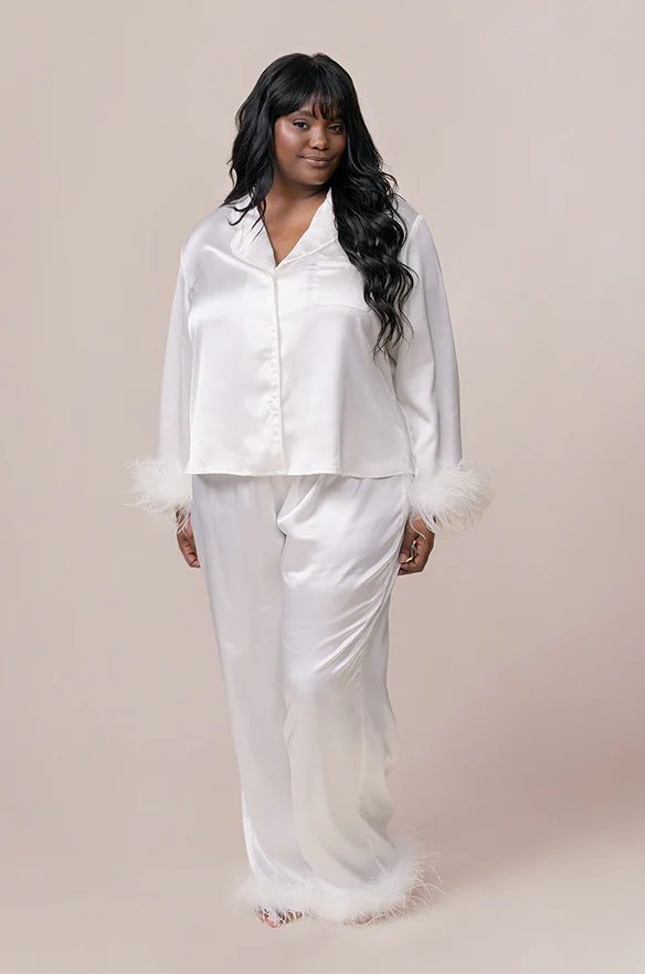 Daybreak Satin + Feathers Sleep Pants | Made To Order
