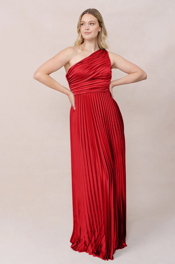 Declan Satin Pleated Dress | Made To Order - Image 106