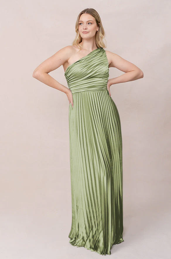 Declan Satin Pleated Dress | Made To Order - Image 166